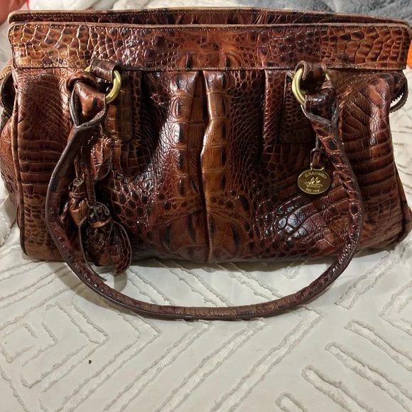 Brahmin Rich Brown Embossed Shoulder Bag - Picture 1 of 6